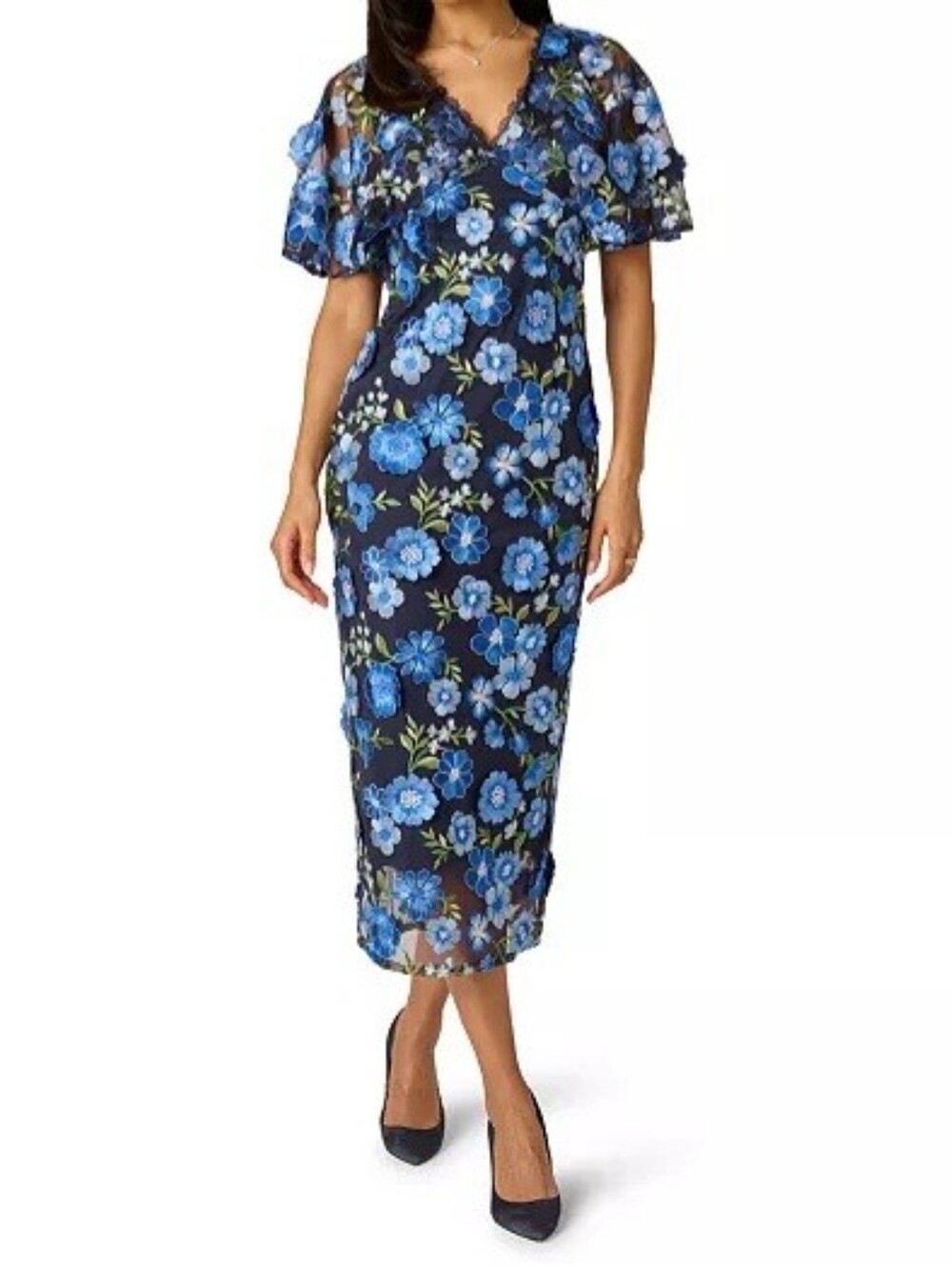 Adrianna PapellWomen's Embroidered Dolman-Sleeve V-Neck Dress